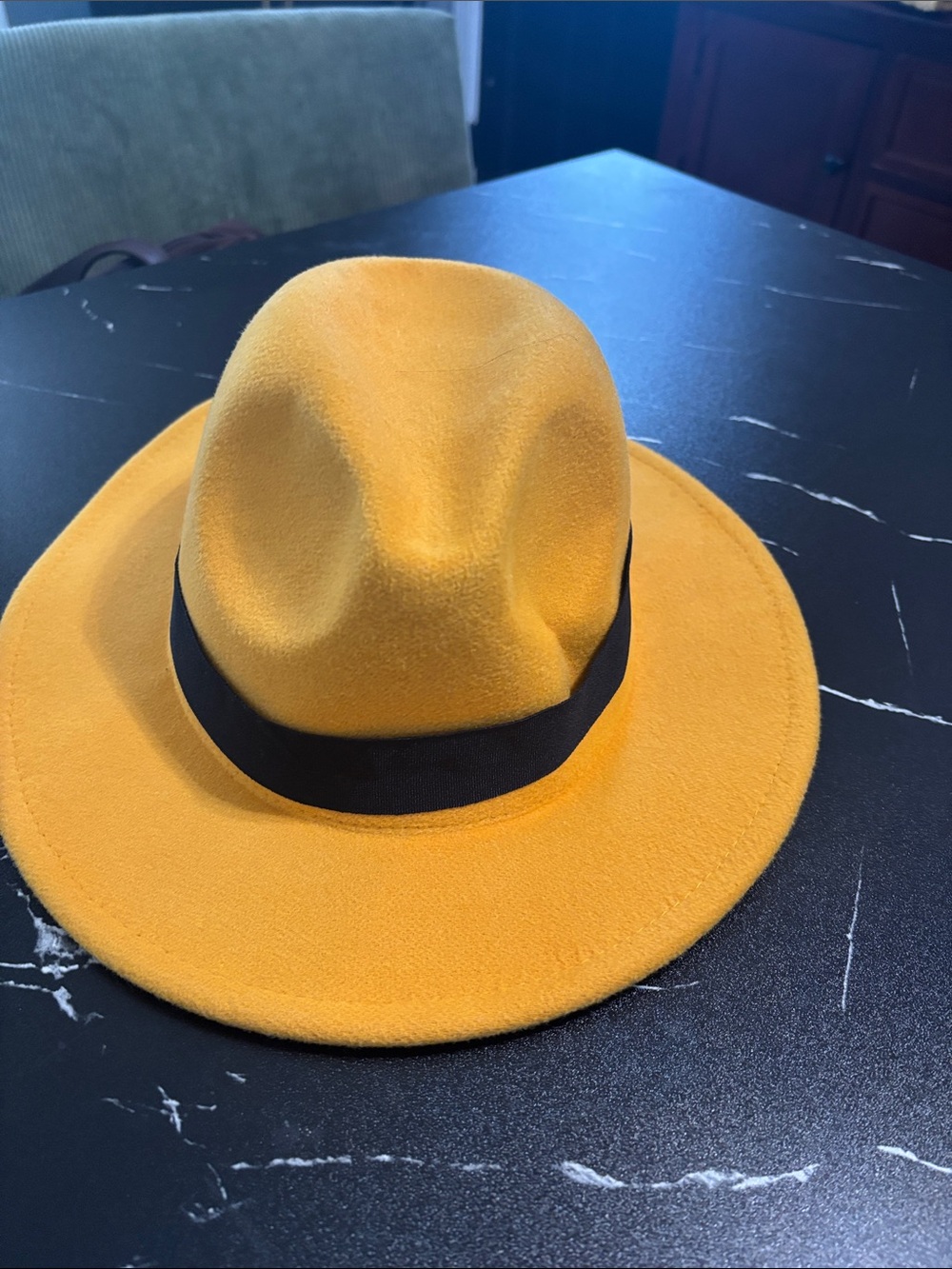 Source Unknown Yellow Fedora with Black Band